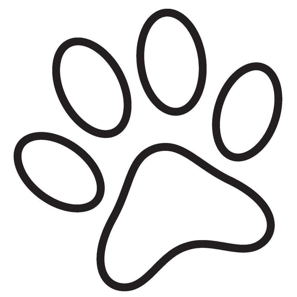 Animal paw prints, dog silhouette cute paw print vector illustration