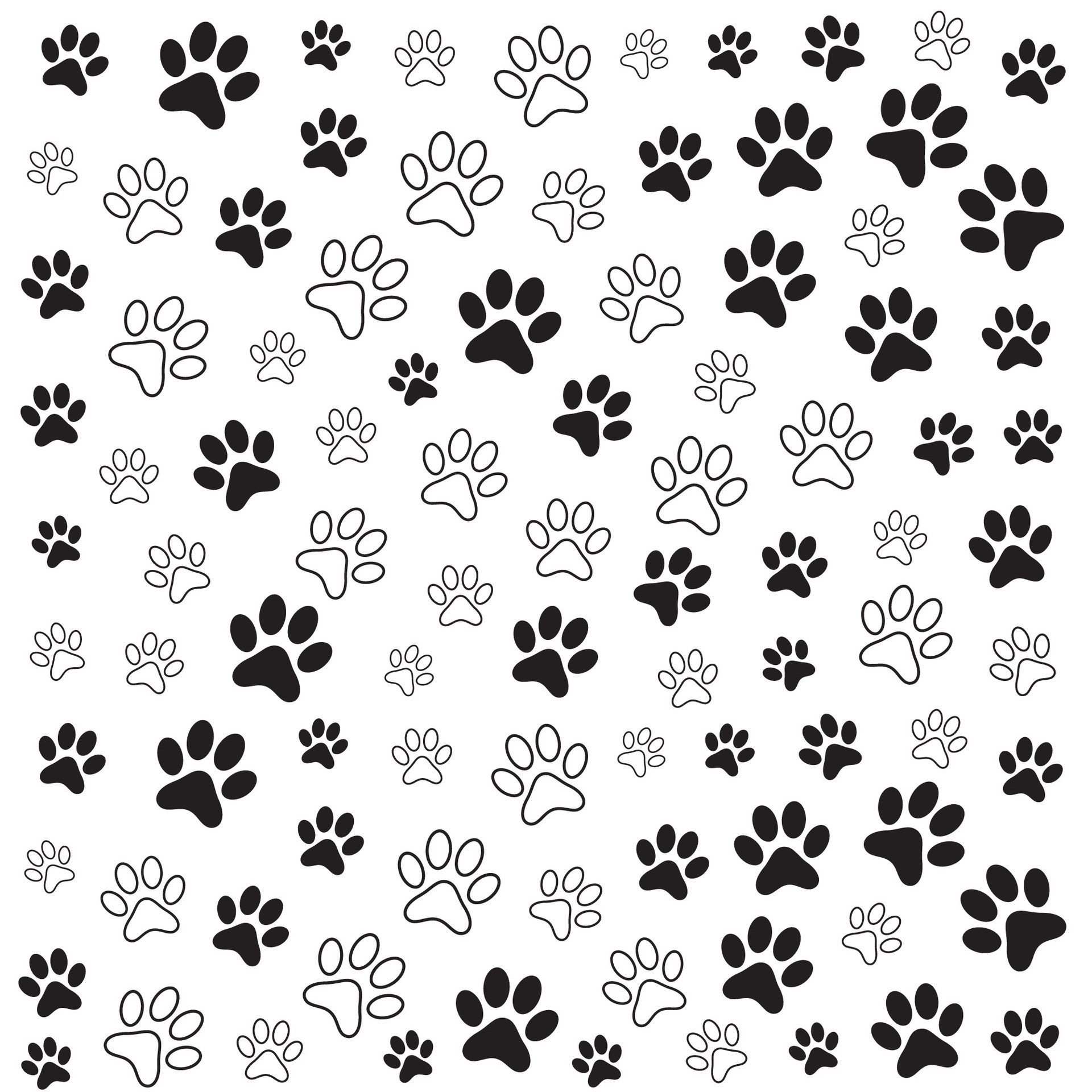 Animal pattern background, cute paw print vector illustration. Dog