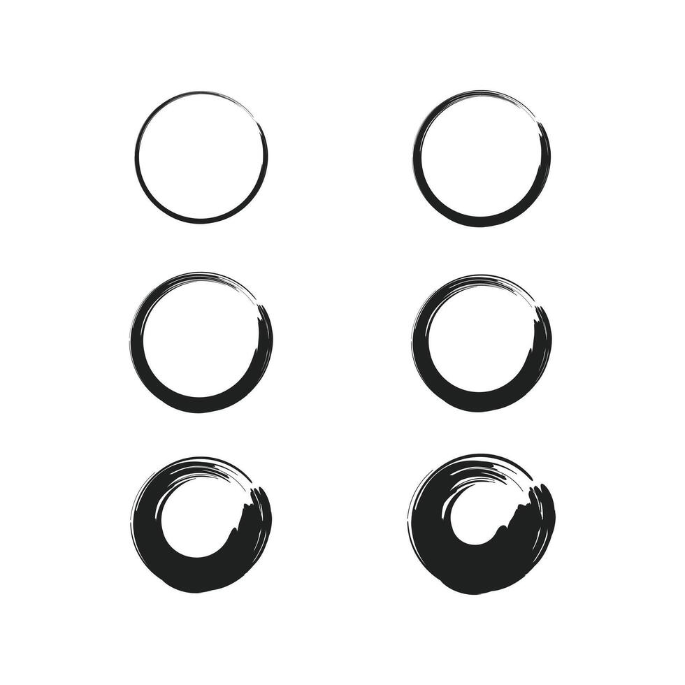 Set of grunge banner element design ,circle brush logo design, gradient brush ,logo round brush vector