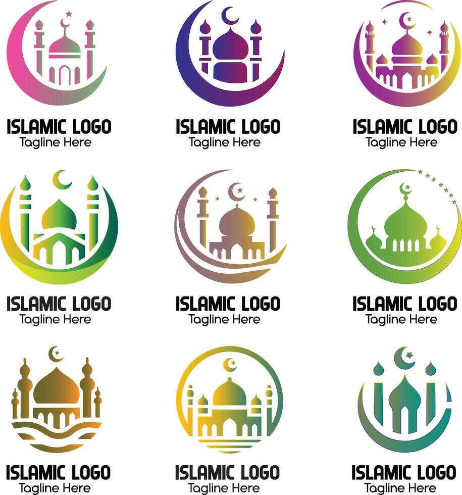 mezquita y Ramadán logo recopilación. islámico logo vector haz