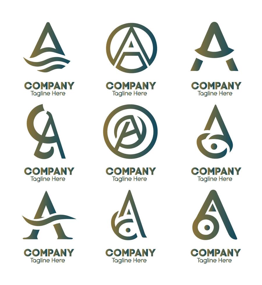 Collection of Letter A Logo Design Concepts in Vector