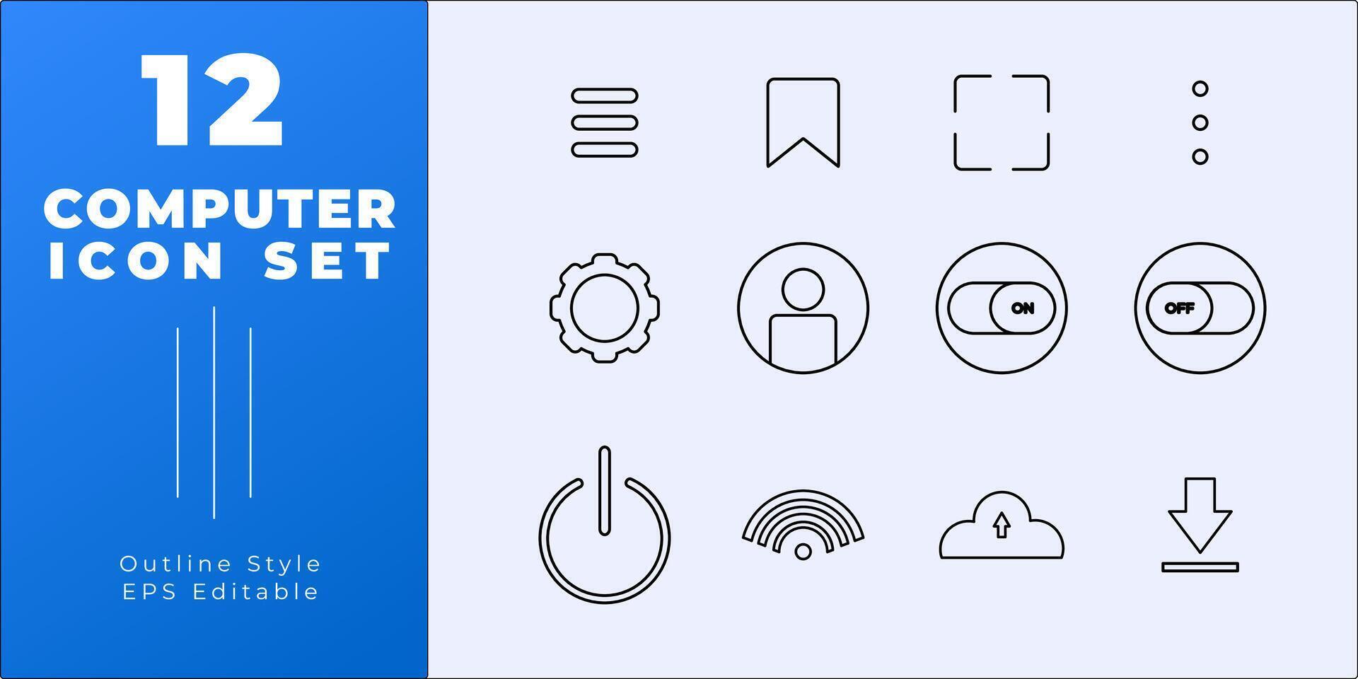 Computer Outline Style Icon Sets vector