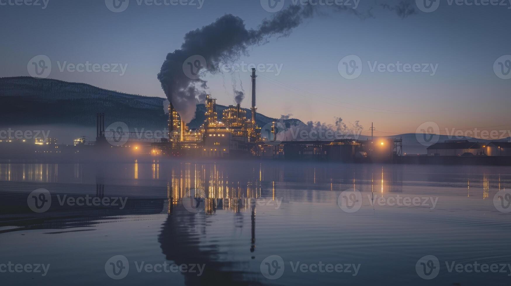 AI generated First Light at the Port, Capturing the Industrial Charm of an Early Morning View at the Harbor. photo