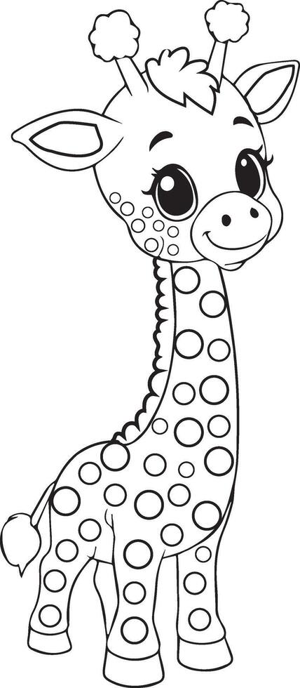Single Line Art Baby Giraffe Coloring Pages Vector