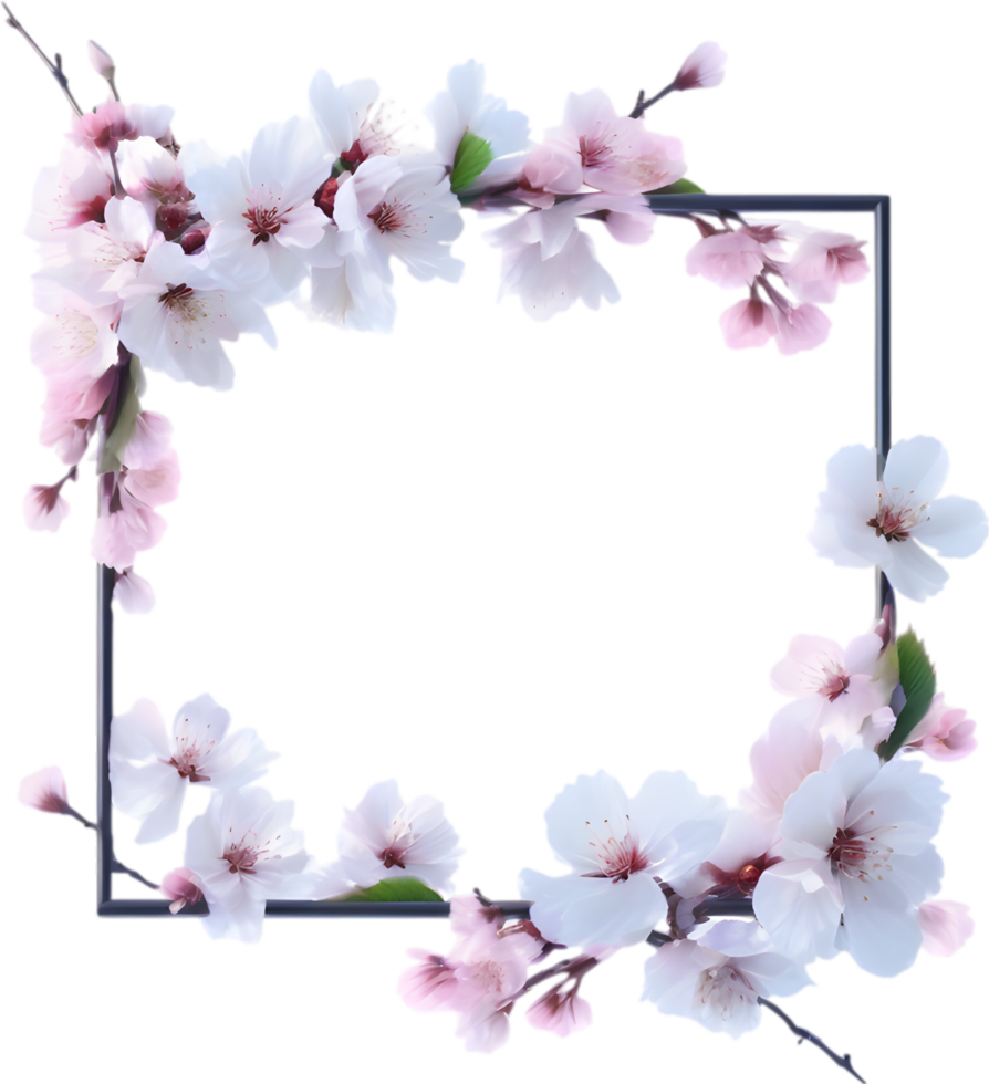 AI generated Watercolor painting of Cherry blossom Floral frame. png