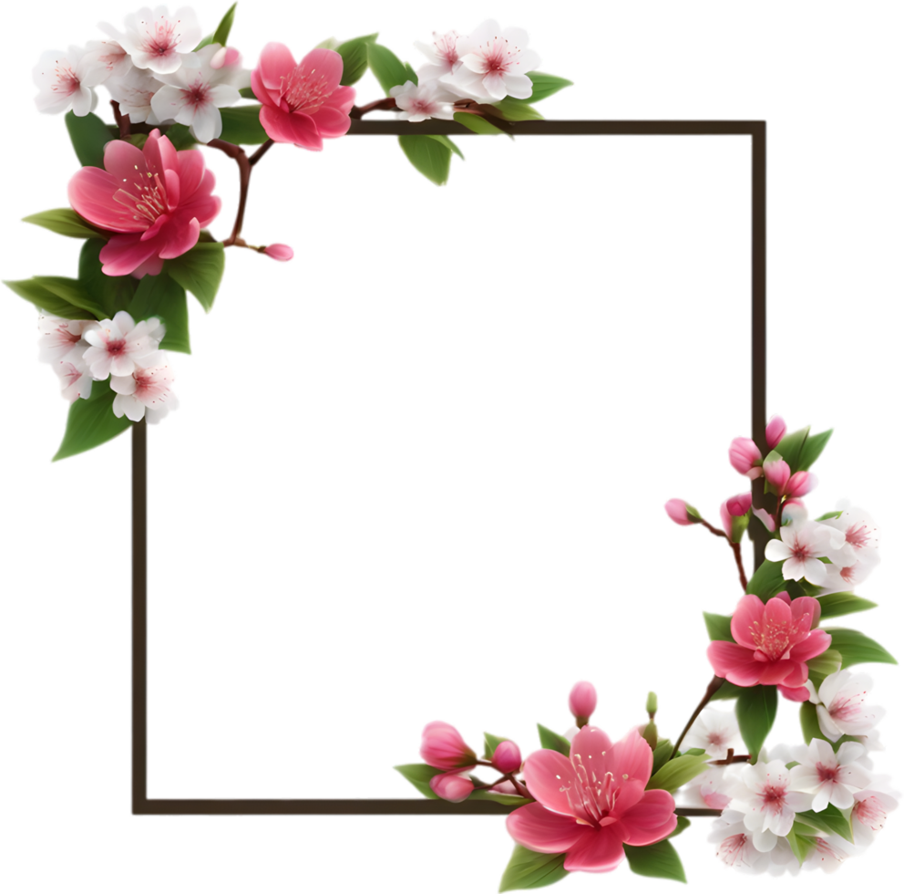 AI generated Watercolor painting of Cherry blossom Floral frame. png