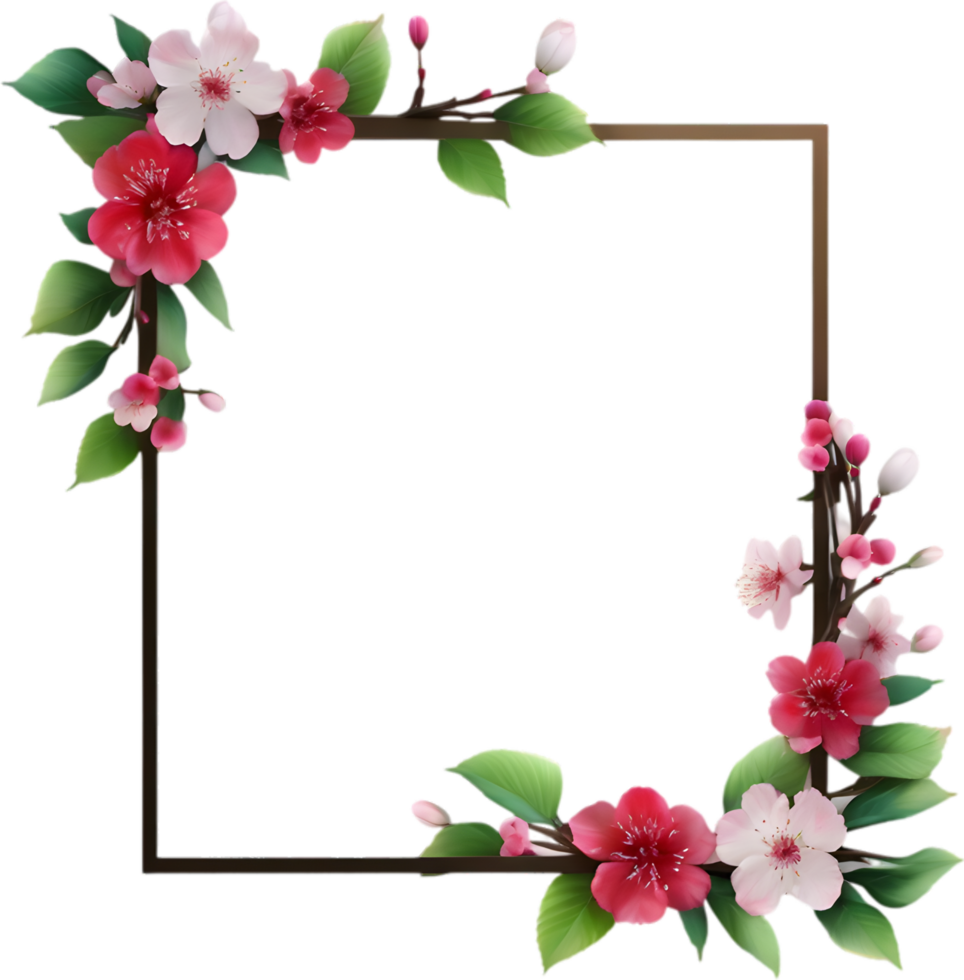 AI generated Watercolor painting of Cherry blossom Floral frame. png