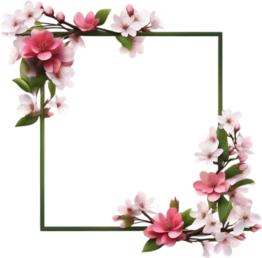 AI generated Watercolor painting of Cherry blossom Floral frame. png