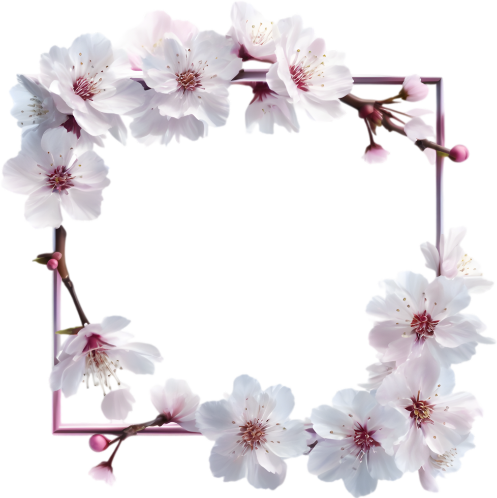 AI generated Watercolor painting of Cherry blossom Floral frame. png