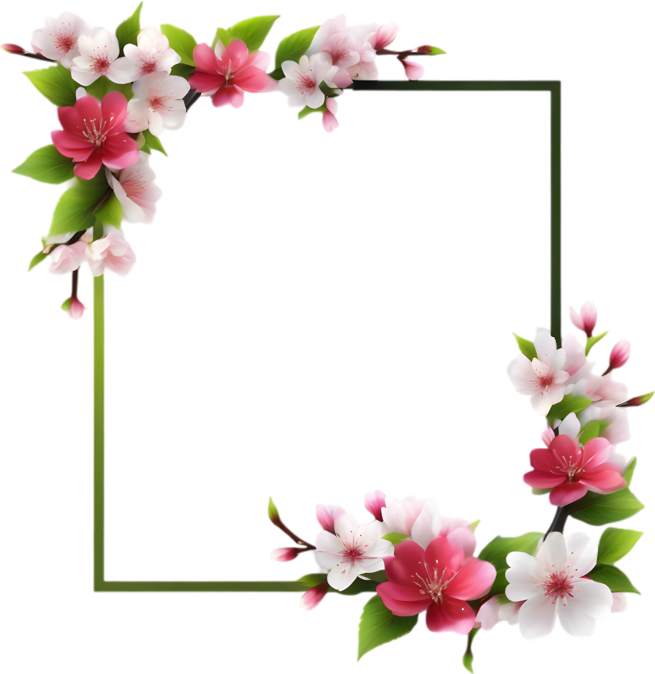AI generated Watercolor painting of Cherry blossom Floral frame. png