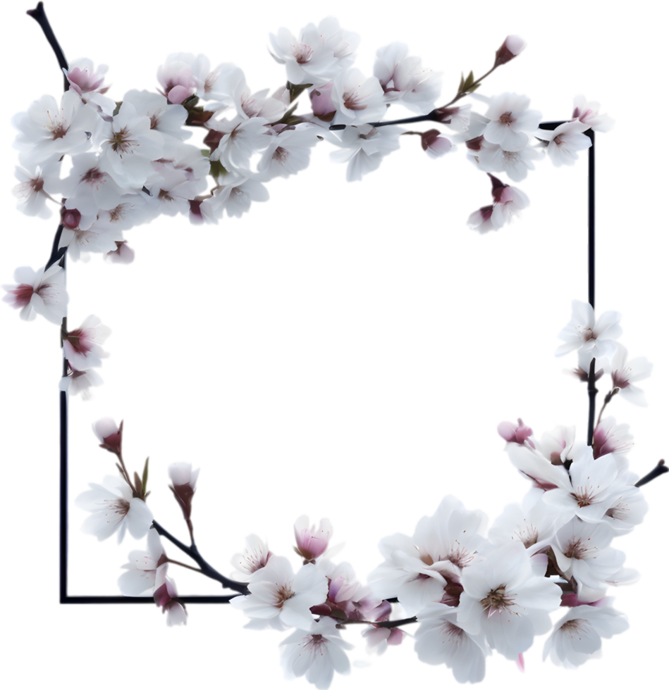 AI generated Watercolor painting of Cherry blossom Floral frame. png