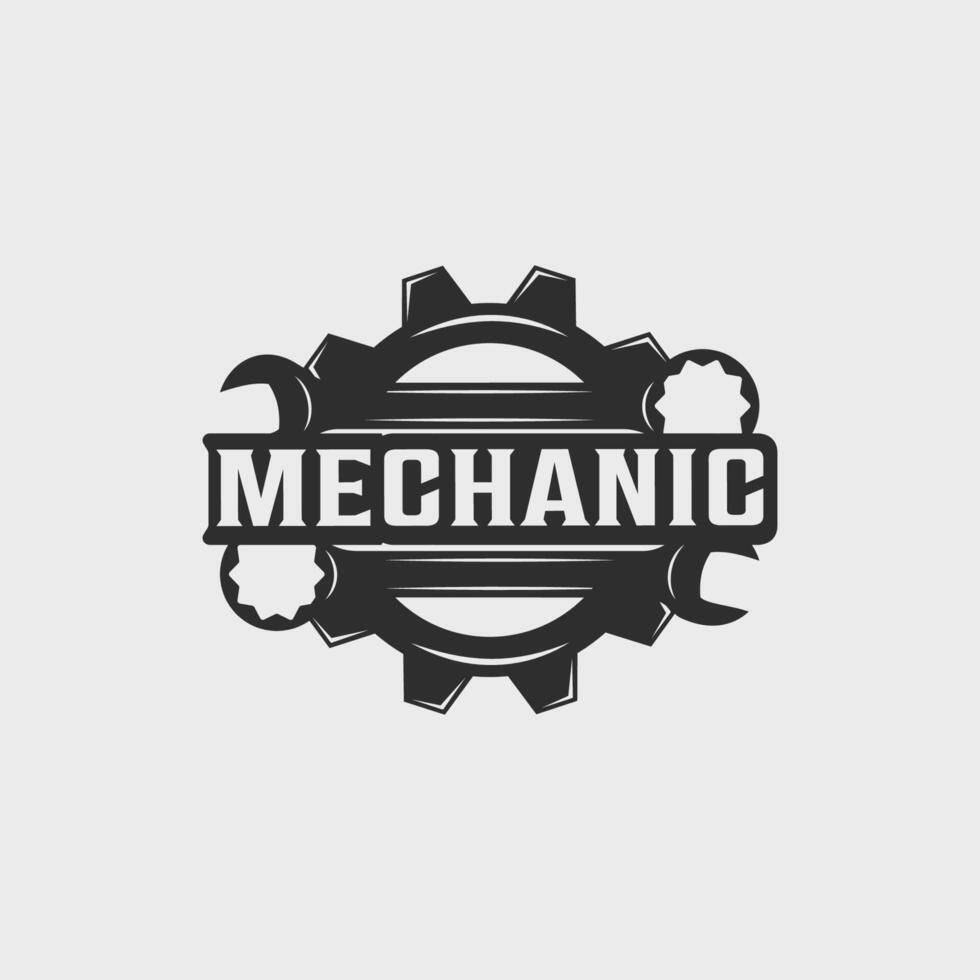 mechanic logo vintage vector illustration template icon label design