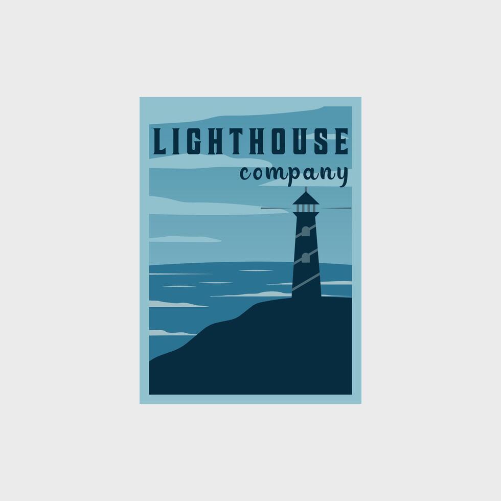 lighthouse poster vintage minimalist vector illustration template icon graphic design