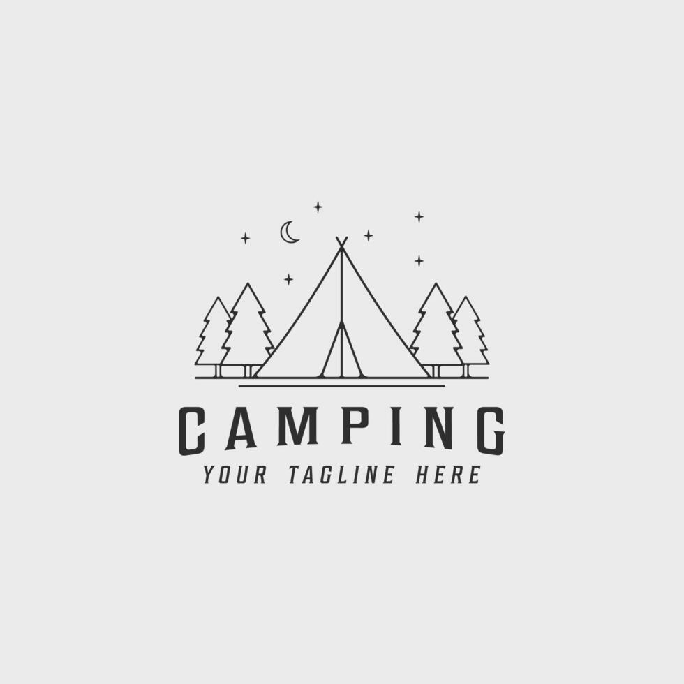 camping logo vector line art simple minimalist illustration template icon graphic design