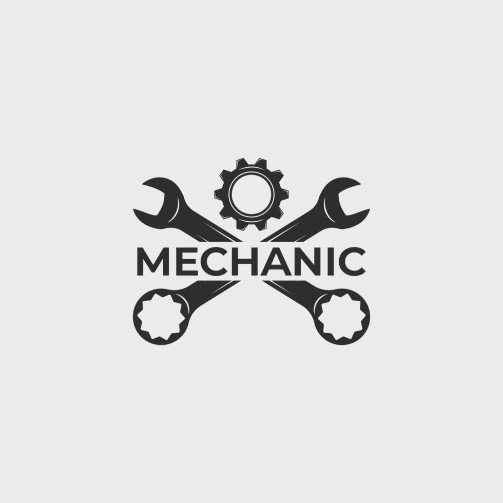 mechanic logo vintage vector illustration template icon label design