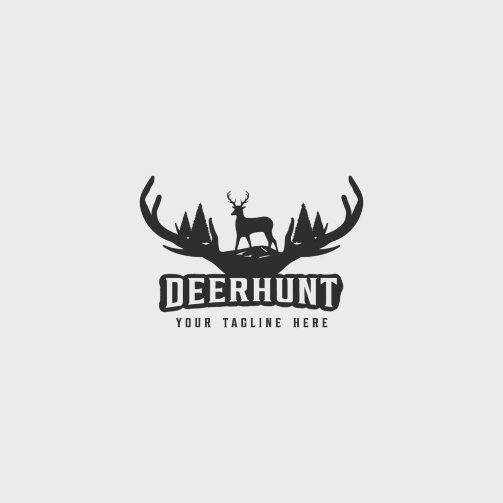 deer hunt logo vintage vector illustration template icon graphic design