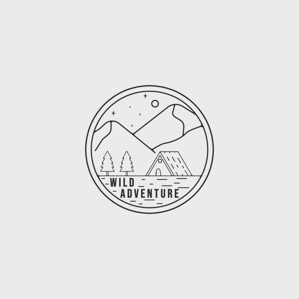 camping logo vector line art simple minimalist illustration template icon graphic design