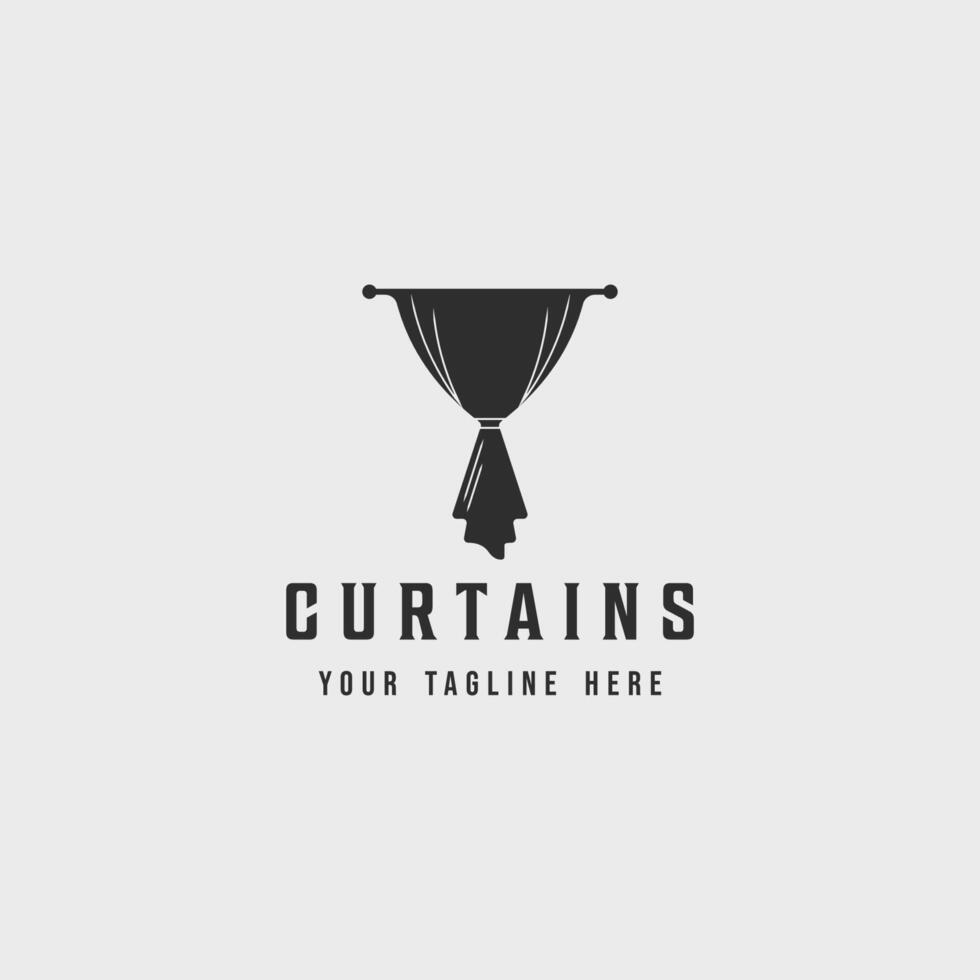 curtain logo vintage vector  minimalist simple illustration template icon graphic design