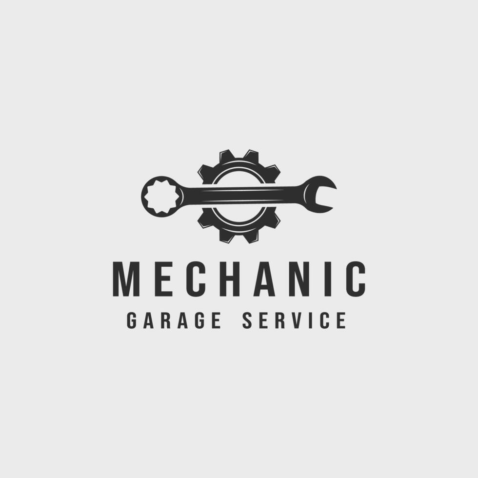 mechanic logo vintage vector illustration template icon label design