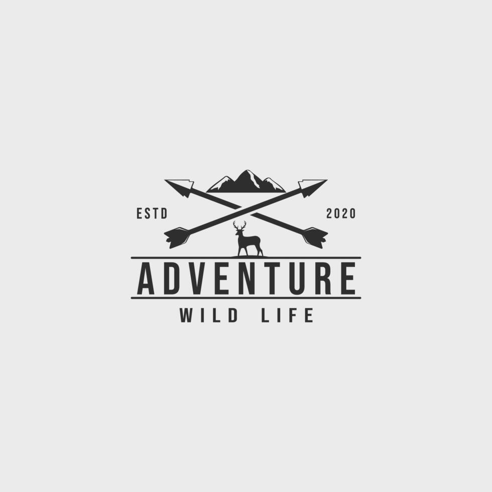 adventure of wild life logo vintage minimalist vector illustration design