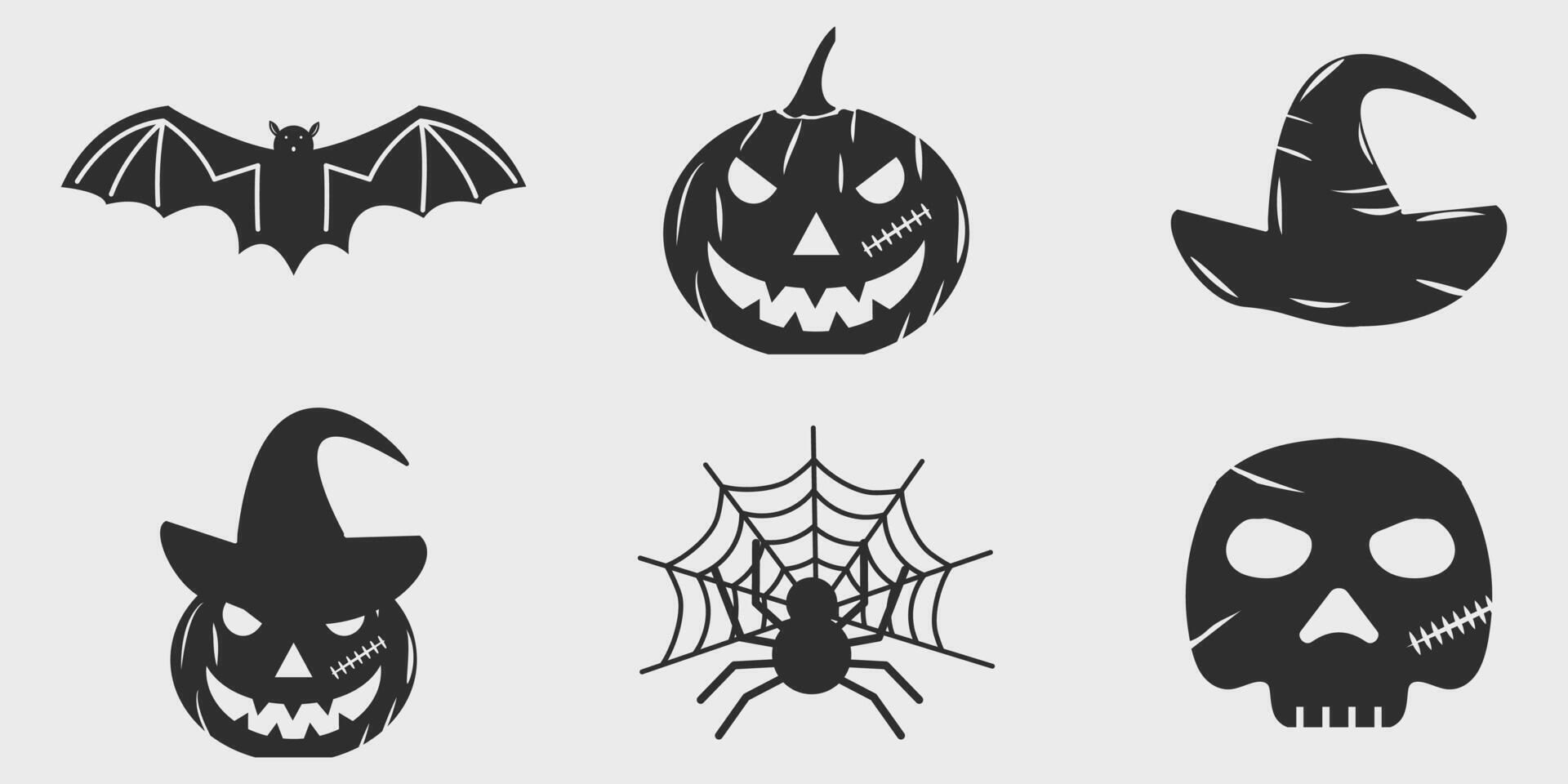 set of halloween logo vintage vector illustration template icon design