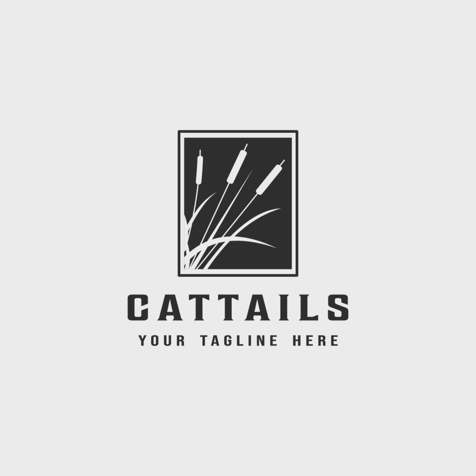 cattails or reed logo vintage minimalist vector illustration design