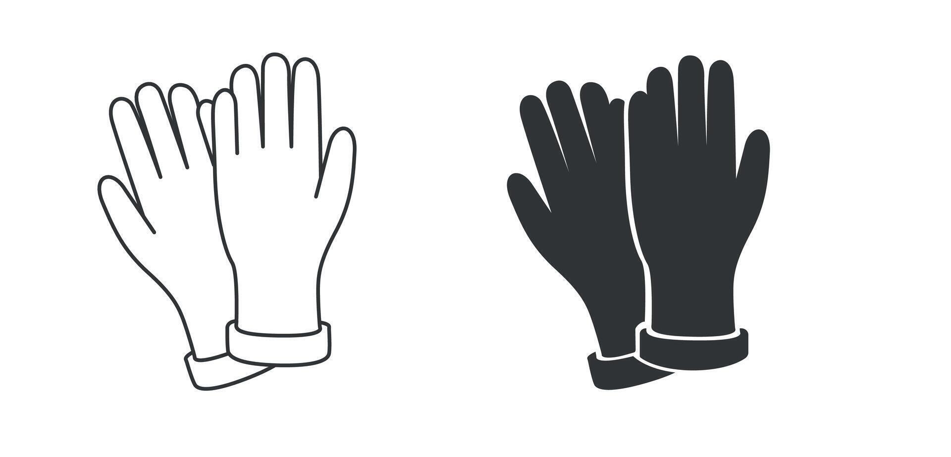 Rubber gloves icon outline. Garden gloves icon. Black gloves symbol. vector