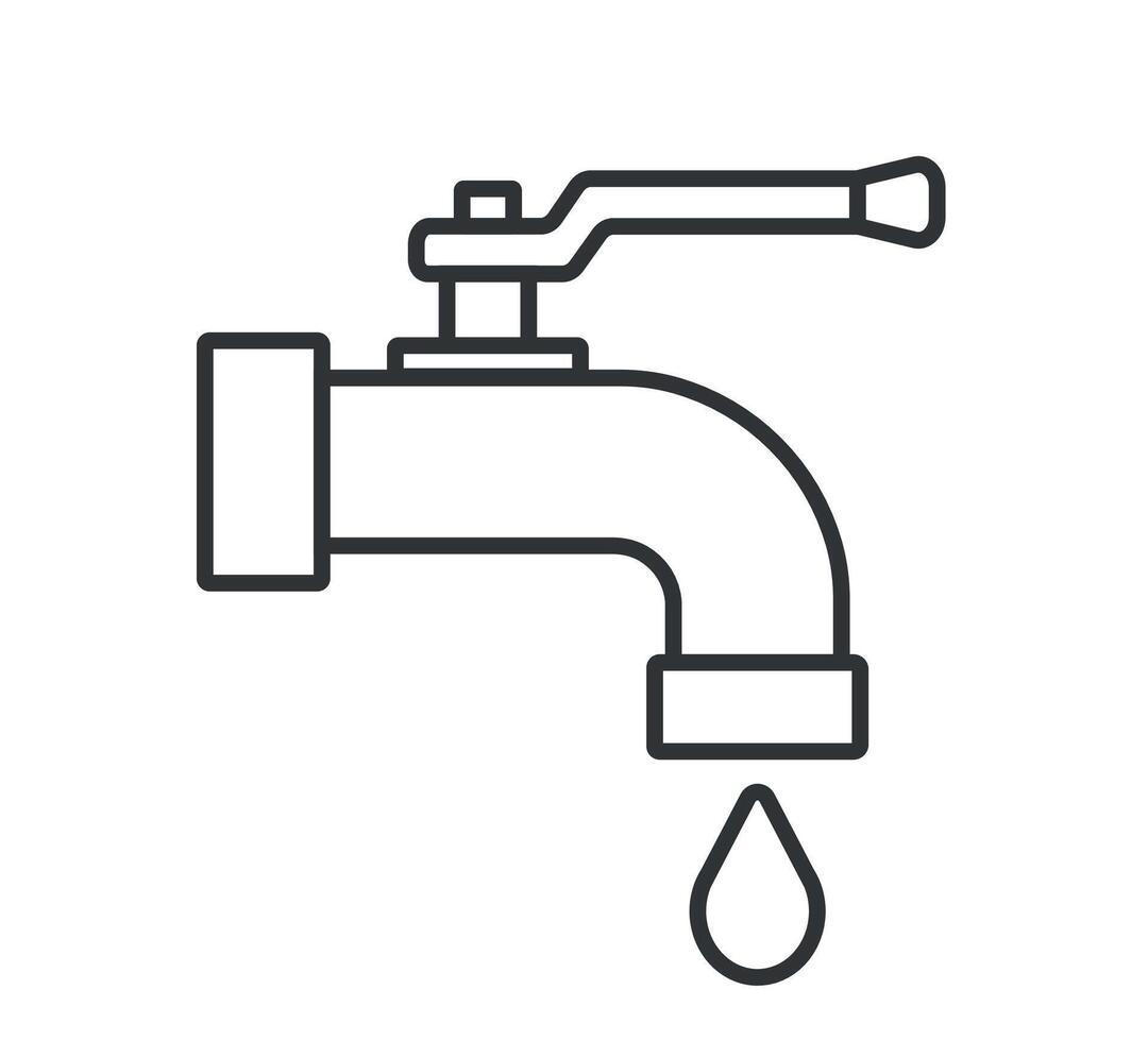 Faucet outline icon. Water faucet linear icon. vector