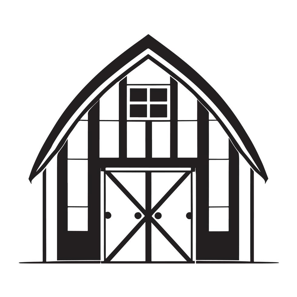 hand drawn illustration of house, cabin, or barn vector