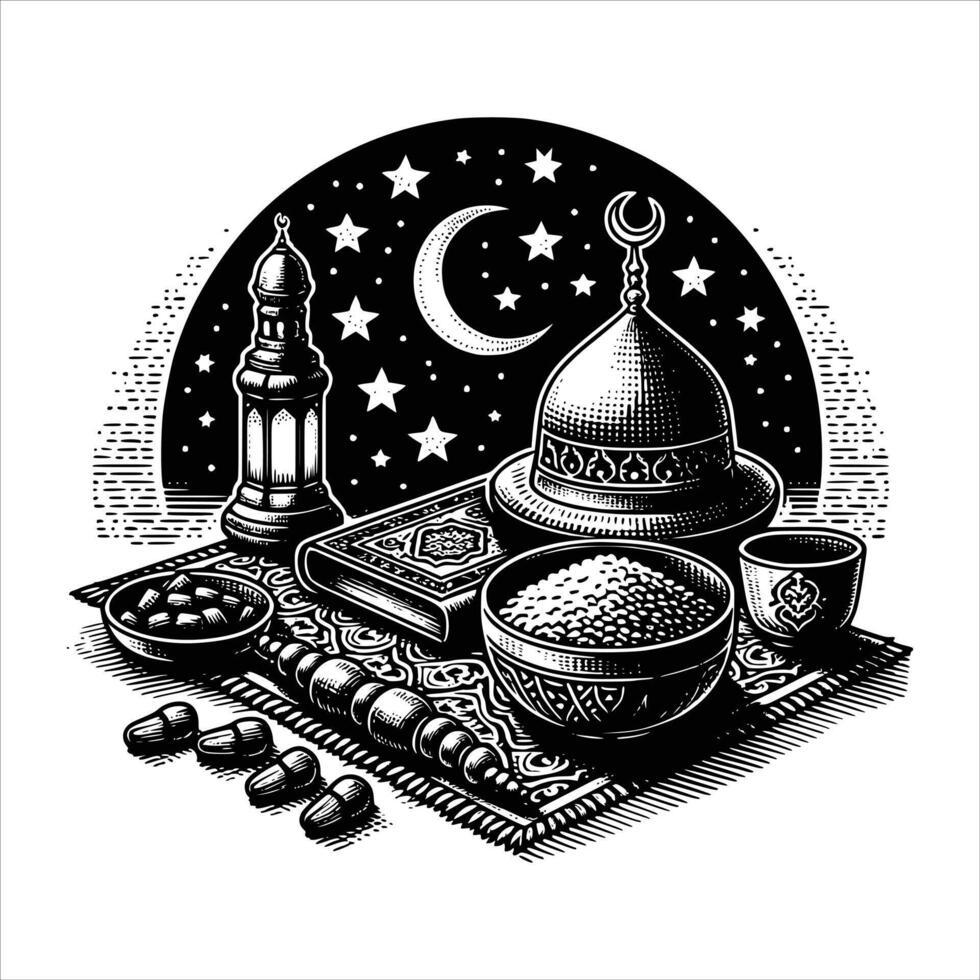 islamic ramadan mubarak illustration for decoration or greeting card and etc vector