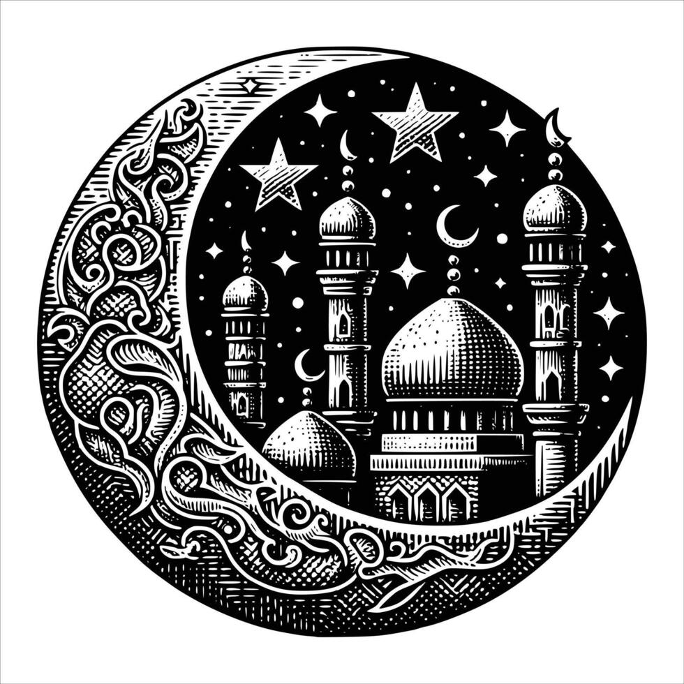 islamic ramadan mubarak illustration for decoration or greeting card and etc vector