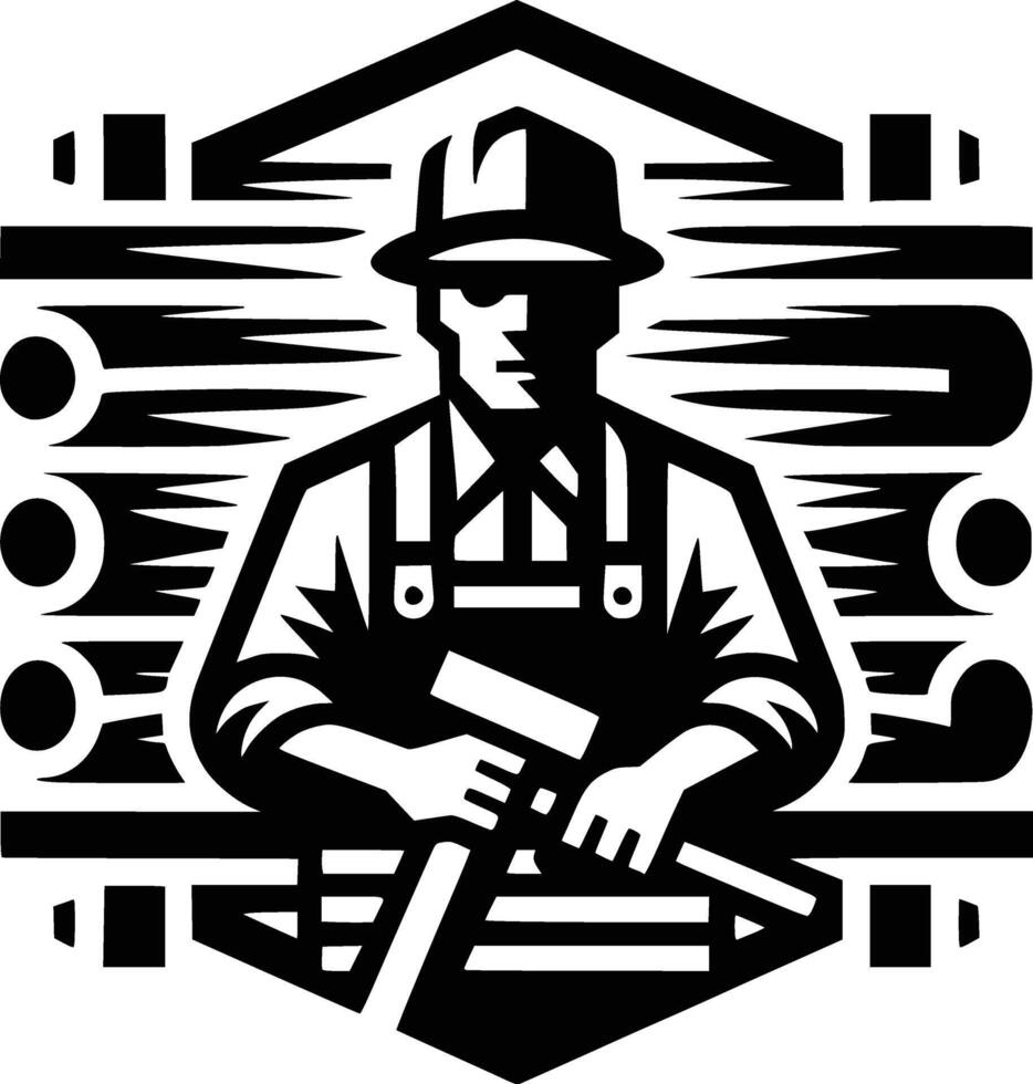 emblema profesión ilustración de carpintero vector