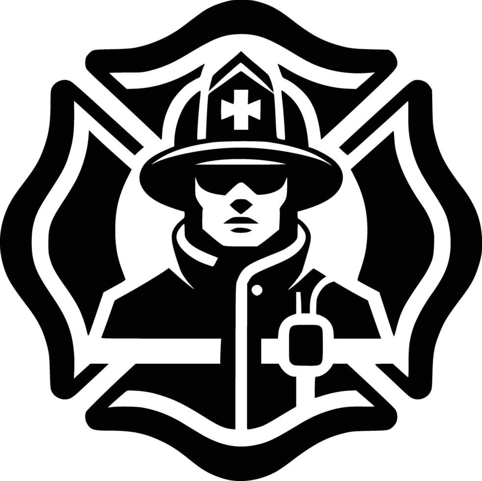 emblem profession illustration of fire fighter vector