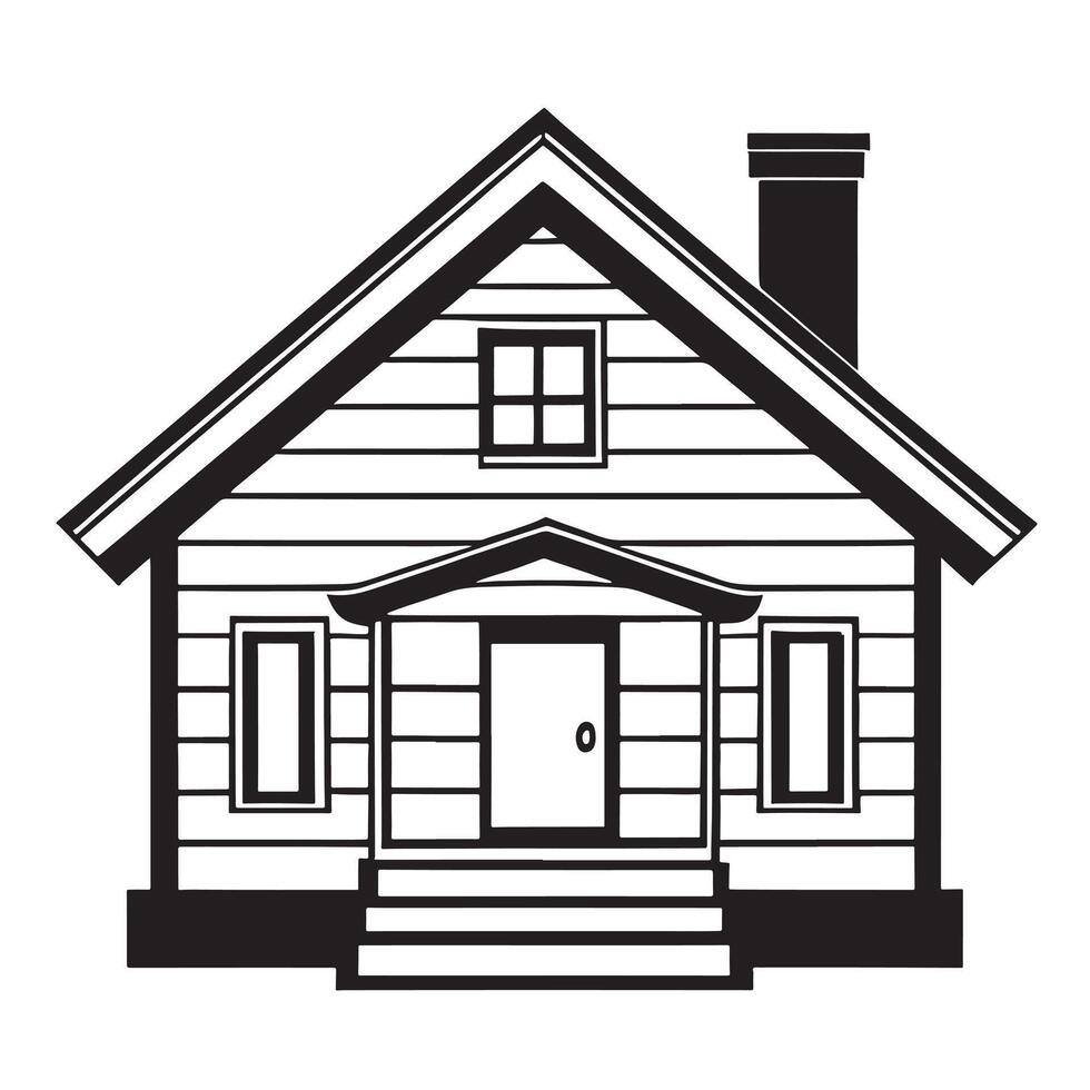 hand drawn illustration of house, cabin, or barn vector