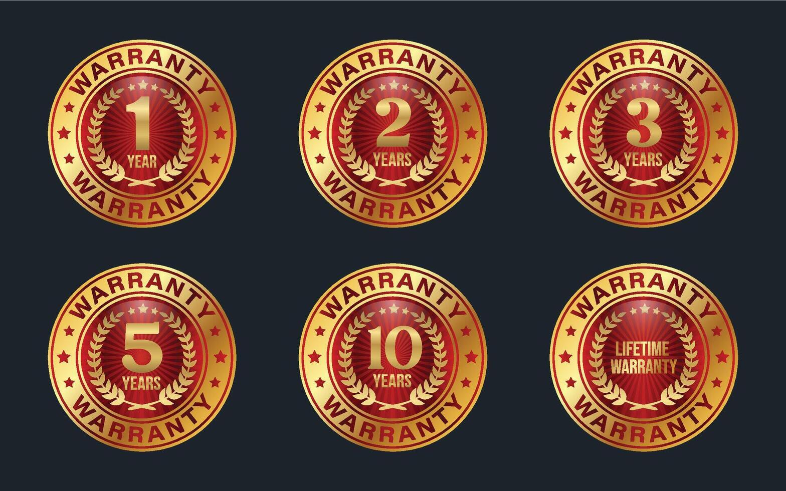 Warranty or Guarantee Gold Badge Vector Illustration