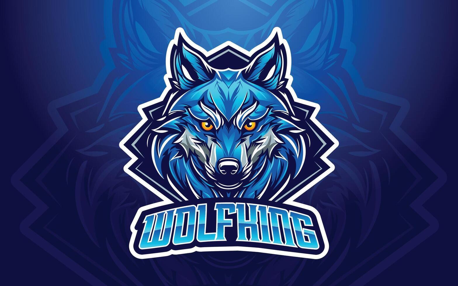 lobo mascota logo con azul antecedentes vector