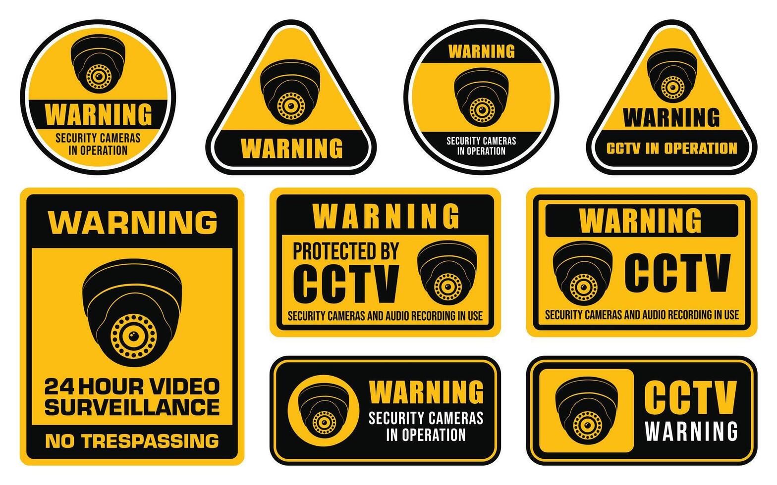cctv cámara o seguridad cámara advertencia firmar vector