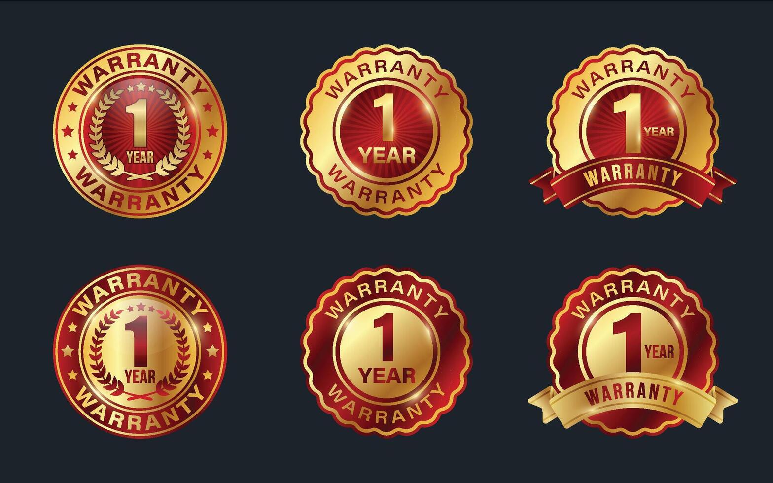 Warranty or Guarantee Gold Badge Vector Illustration