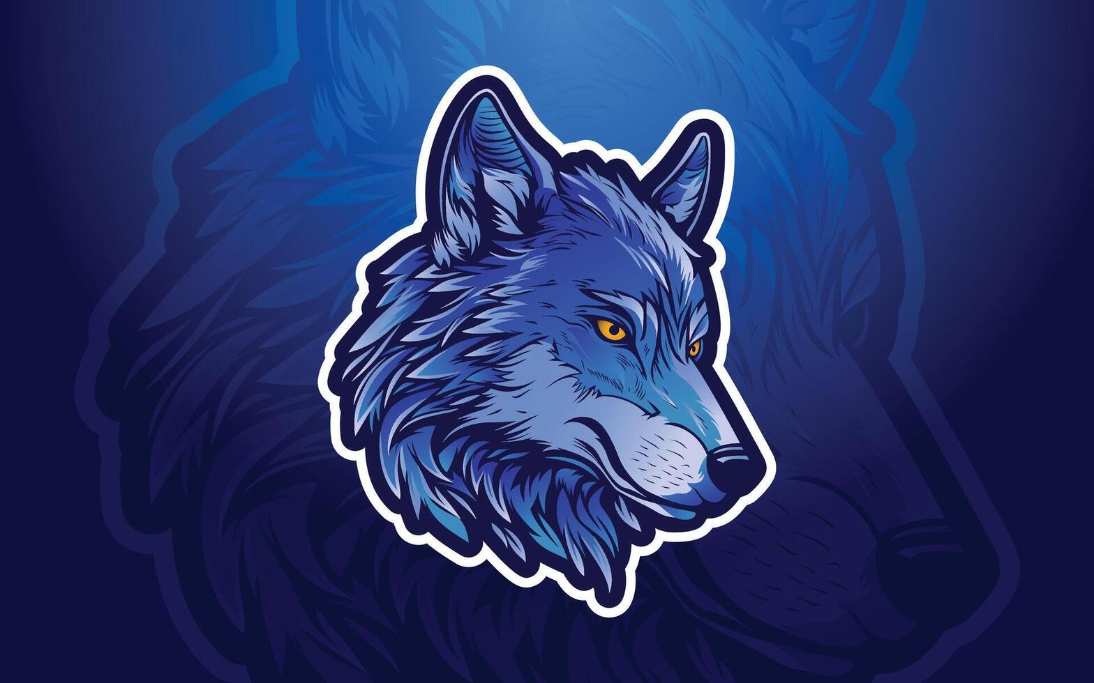 lobo mascota logo con azul antecedentes vector