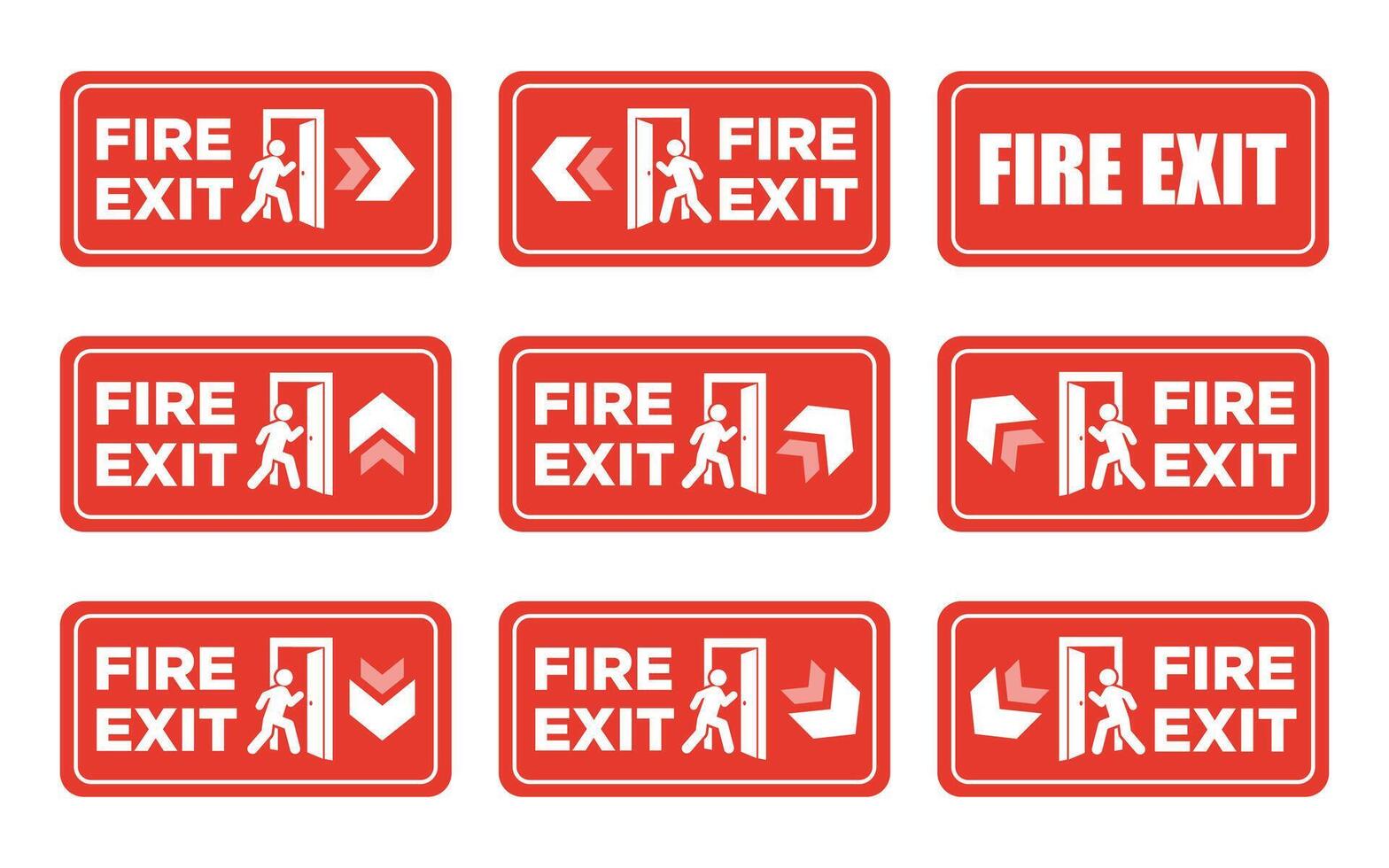 Fire exit or Emergency Exit Escape Door sign vector set
