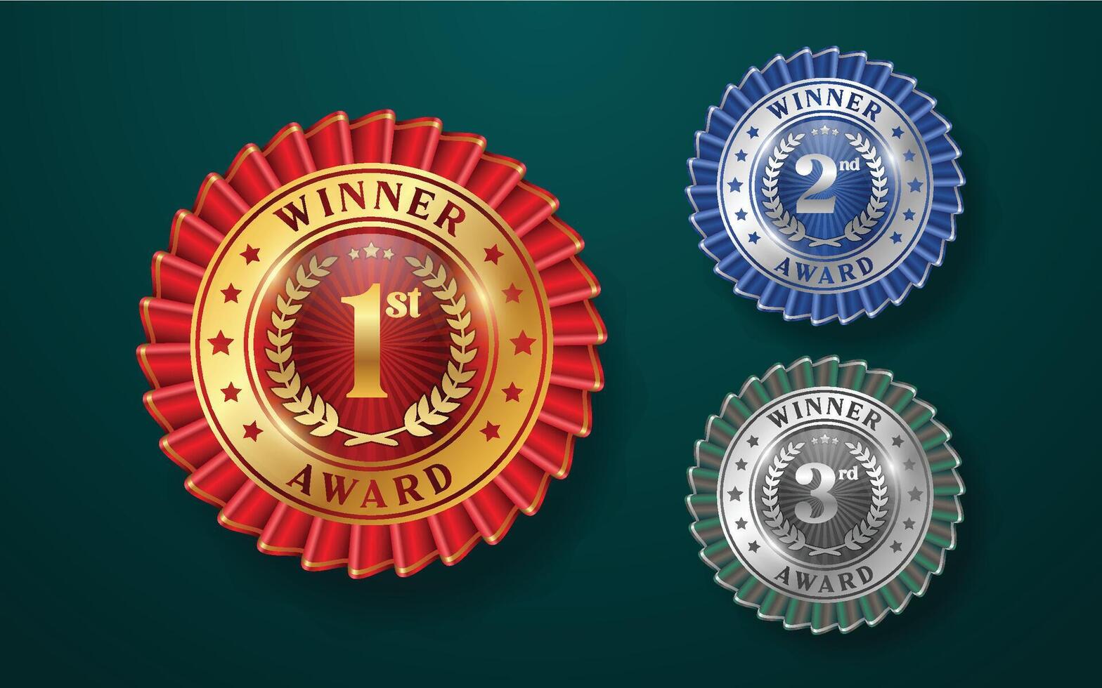 Winner prize Badge in three type color illustration vector