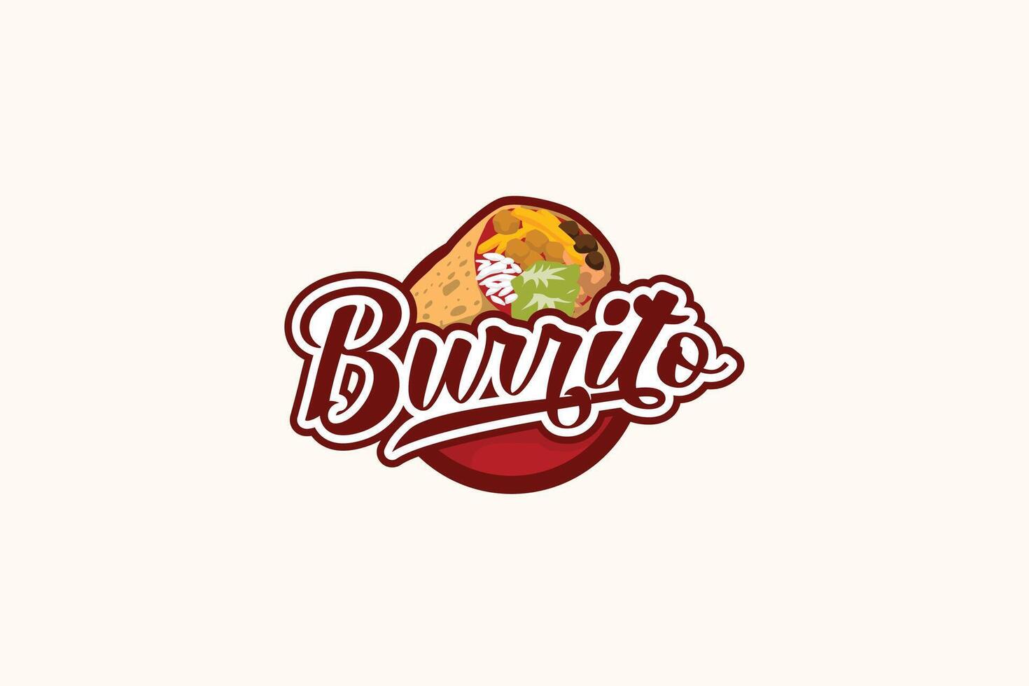 burrito logo con un combinación de un burrito y hermosa letras para cafés, restaurantes, comida camiones, etc. vector