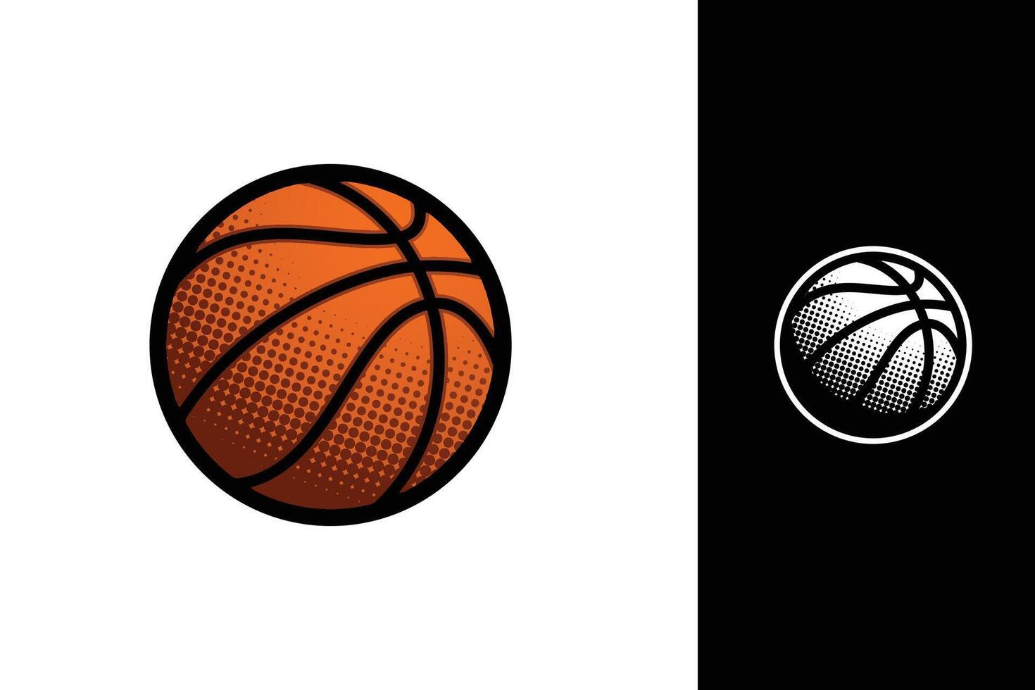 baloncesto vector gráfico con trama de semitonos efecto para baloncesto logo, bandera, pegatina, etc.