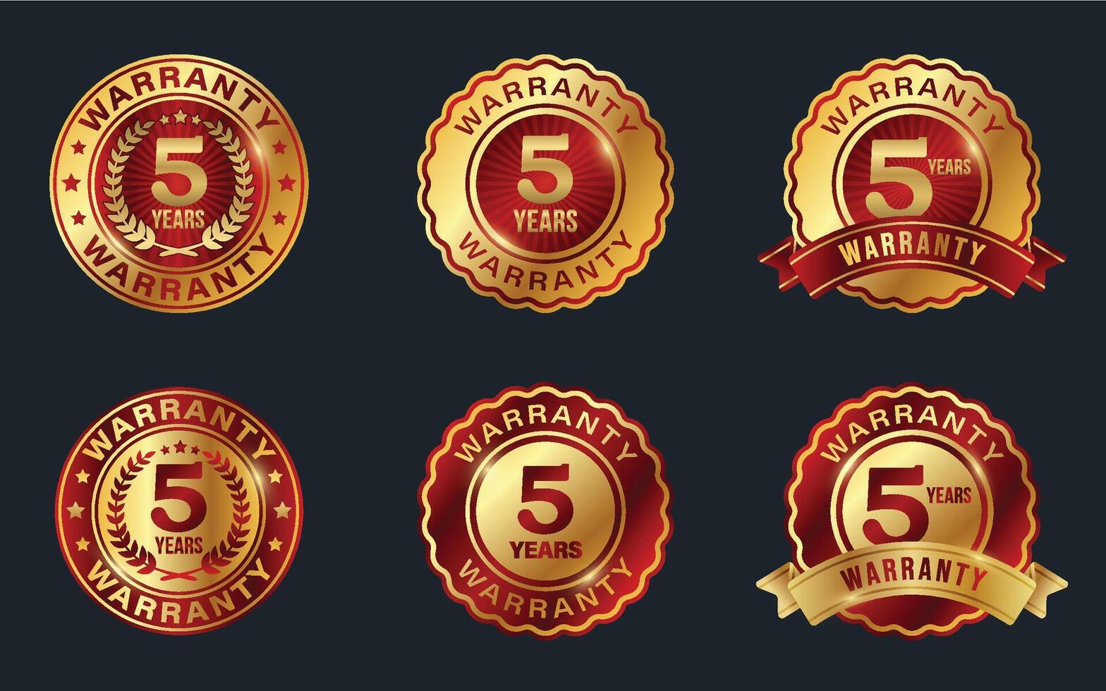 Warranty or Guarantee Gold Badge Vector Illustration