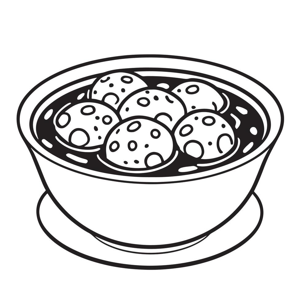 hand drawn illustration of indonesian meatball street food vector