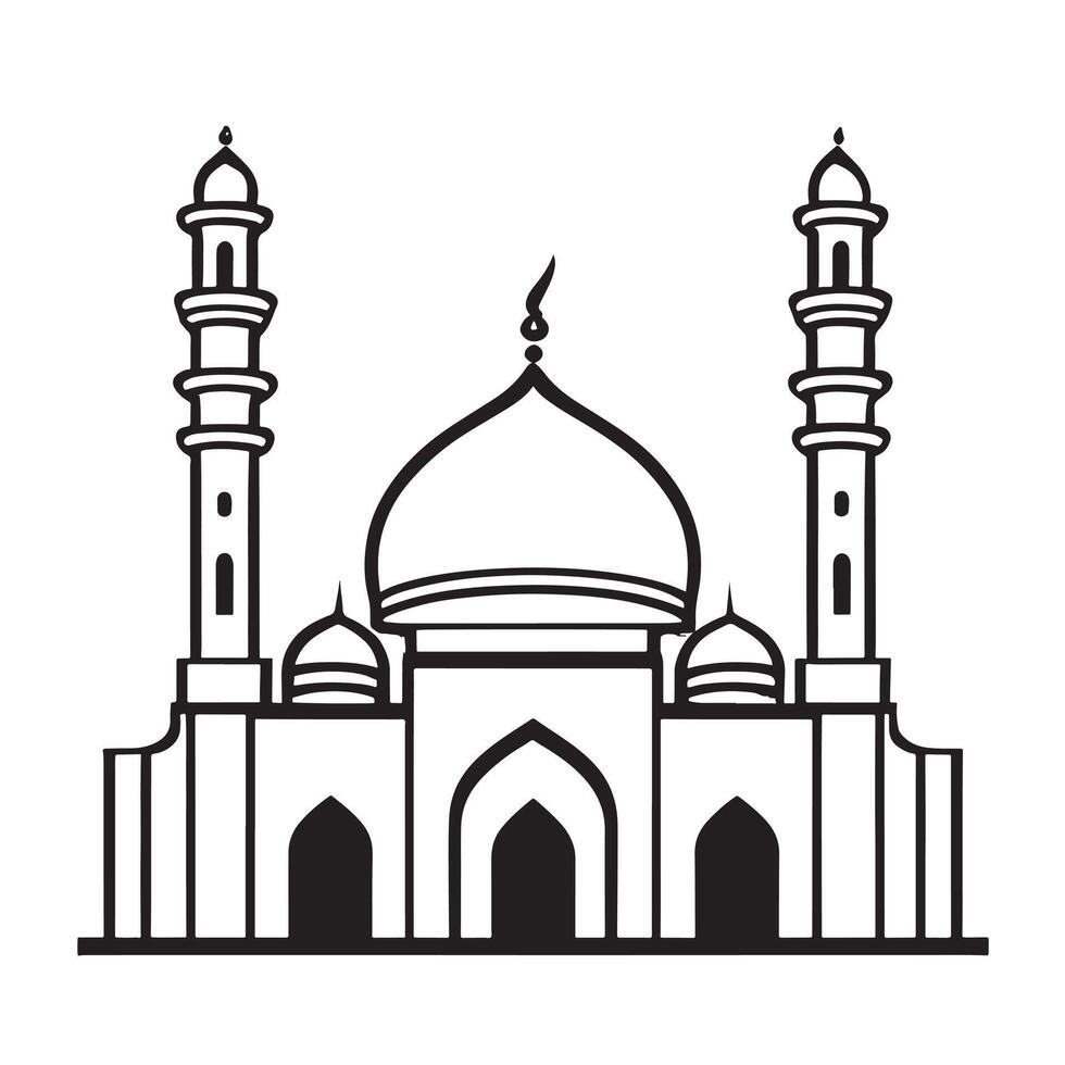 mano dibujado ilustración de mezquita vector
