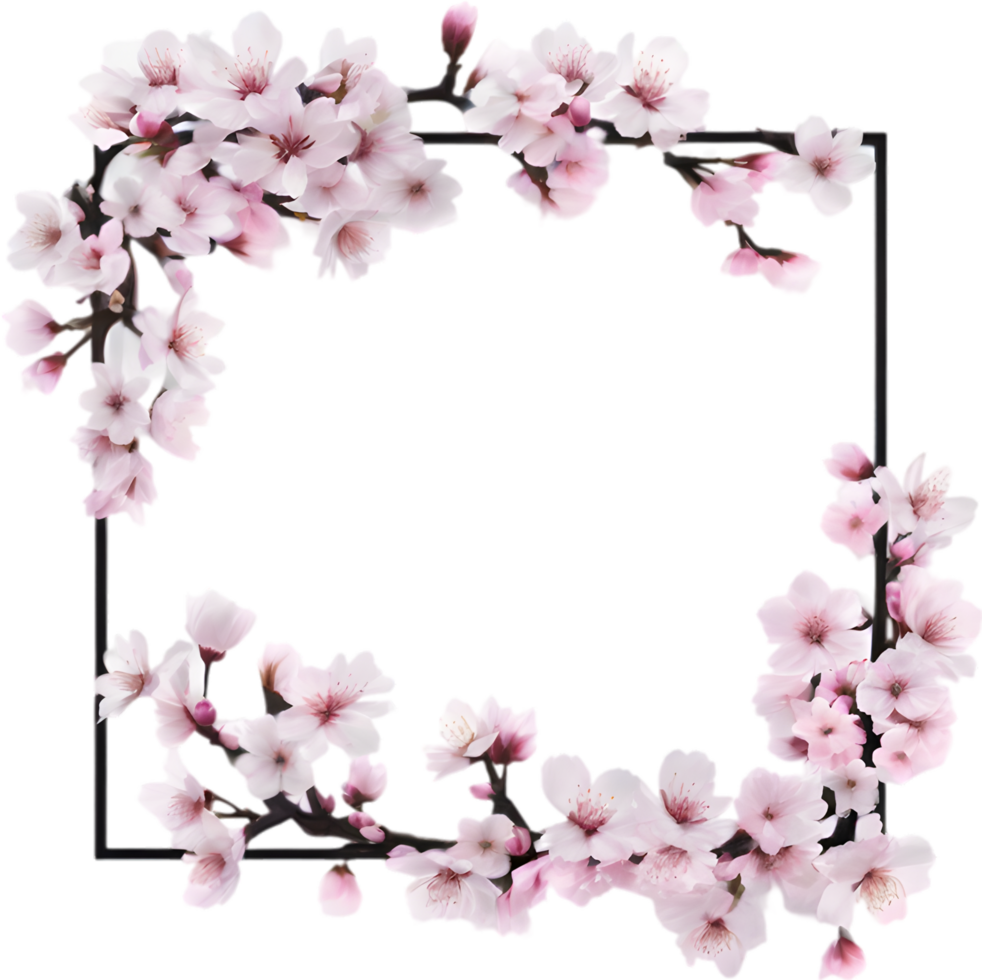 AI generated Watercolor painting of Cherry blossom Floral frame. png