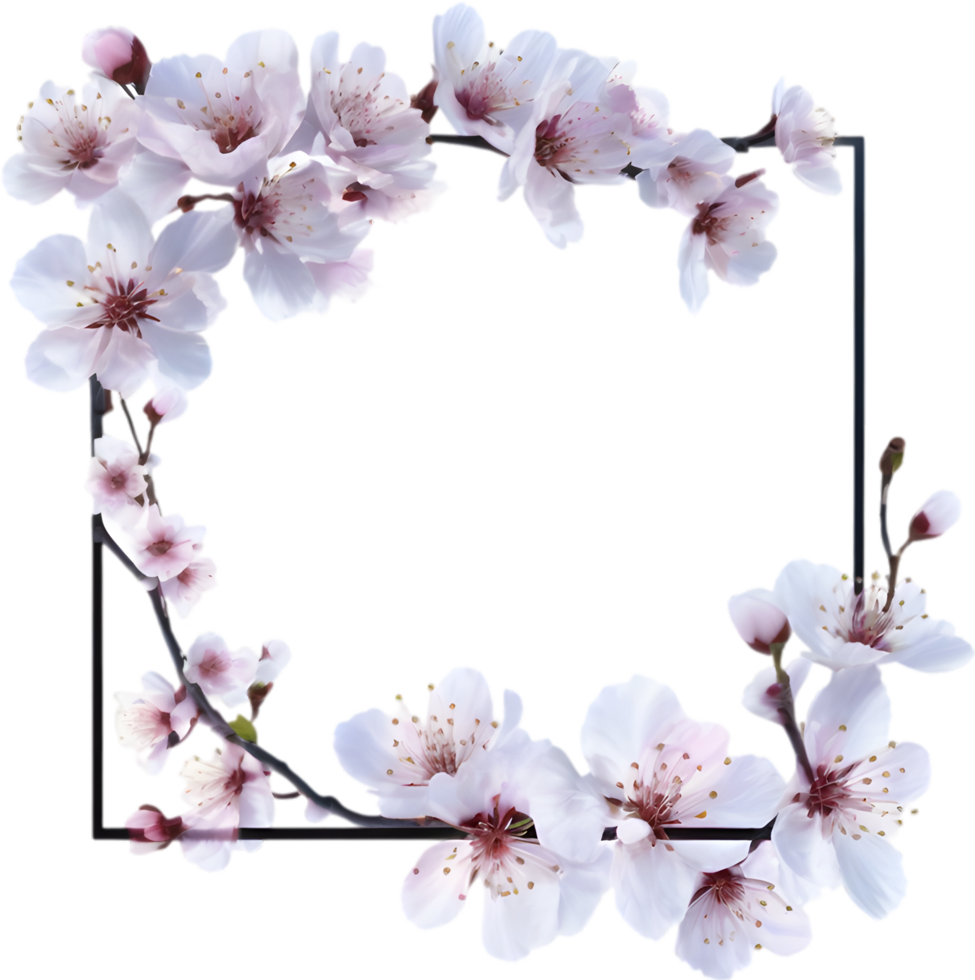 AI generated Watercolor painting of Cherry blossom Floral frame. png