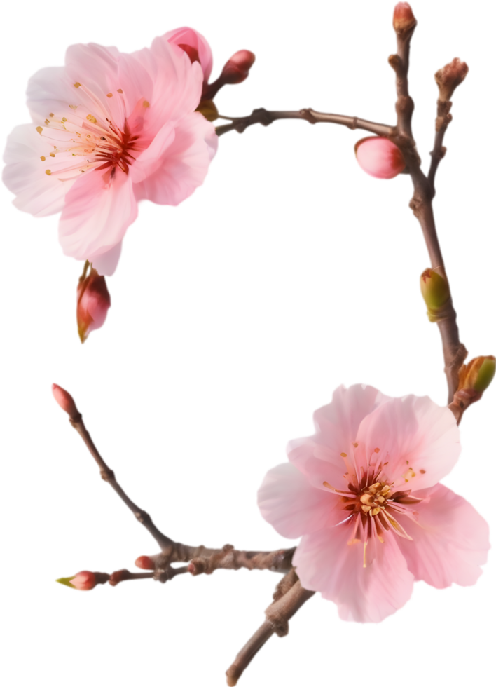 AI generated Watercolor painting of Cherry blossom Floral frame. png