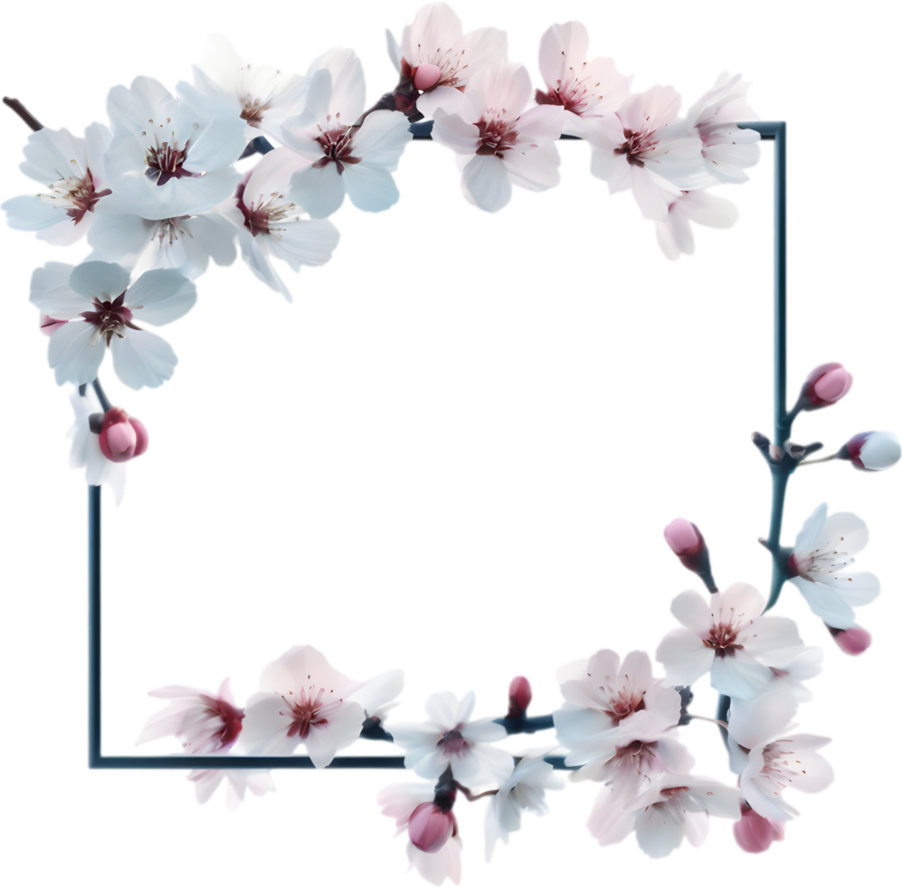 AI generated Watercolor painting of Cherry blossom Floral frame. png